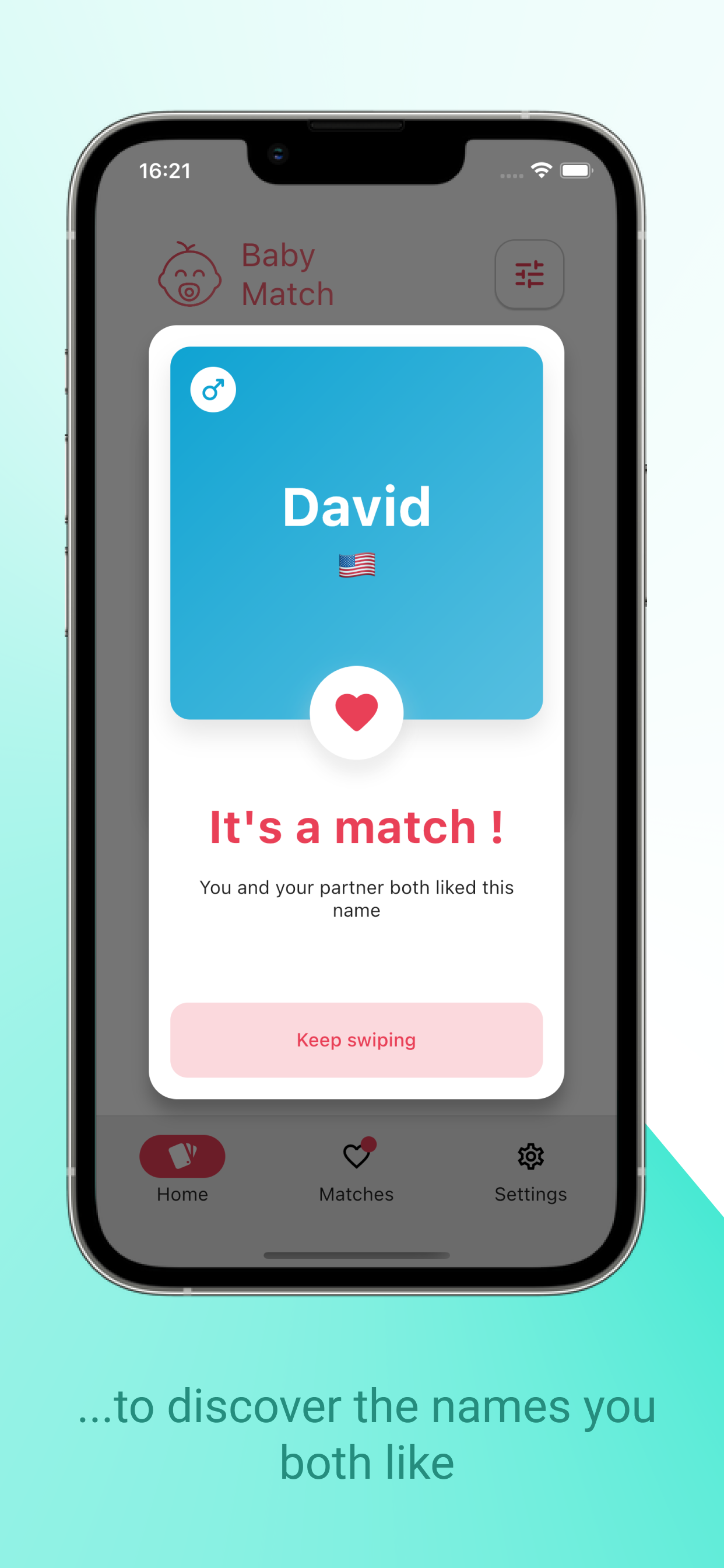 Baby Match app screenshot - It's a match notification